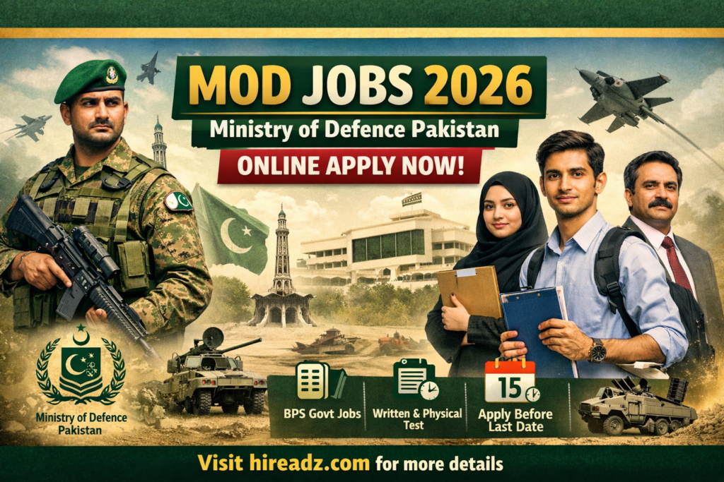 MOD Jobs 2026 – Ministry of Defence Pakistan Online Apply | 500+ Govt Vacancies